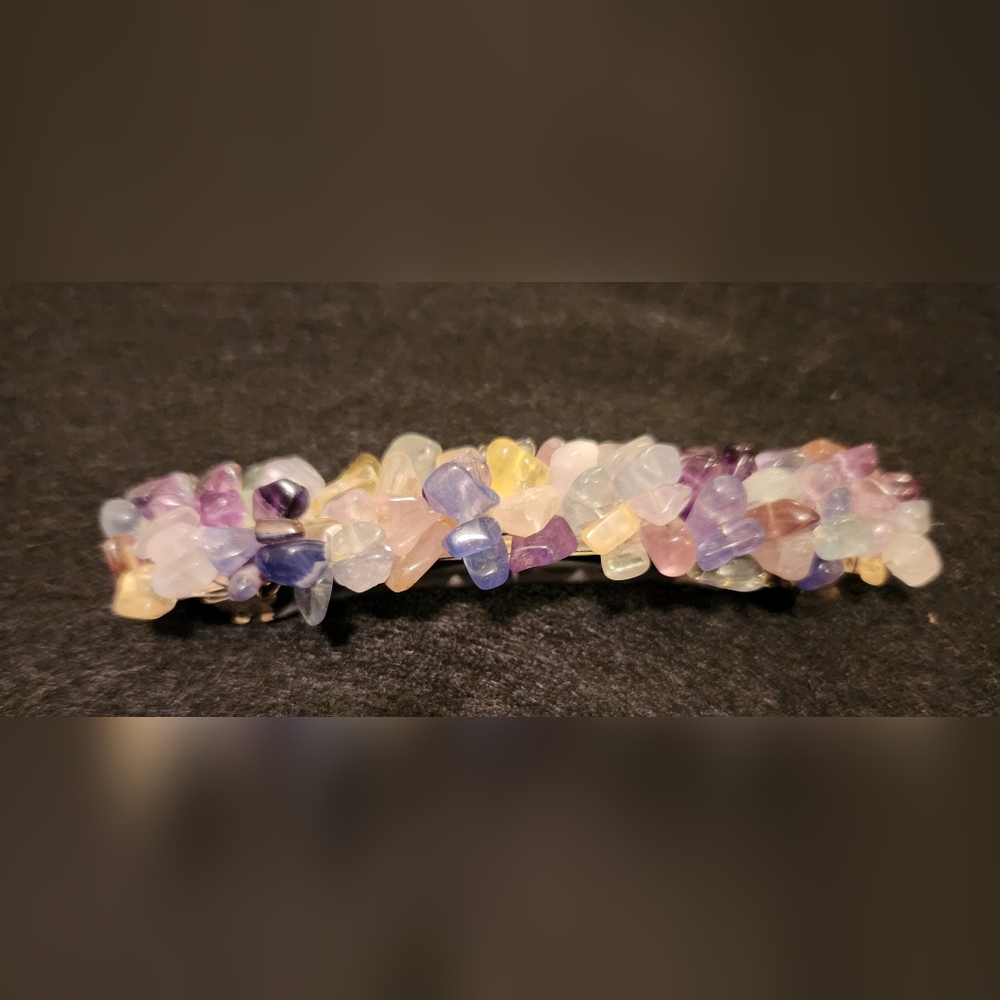 Hand Crafted Barrette - Rainbow Flourite